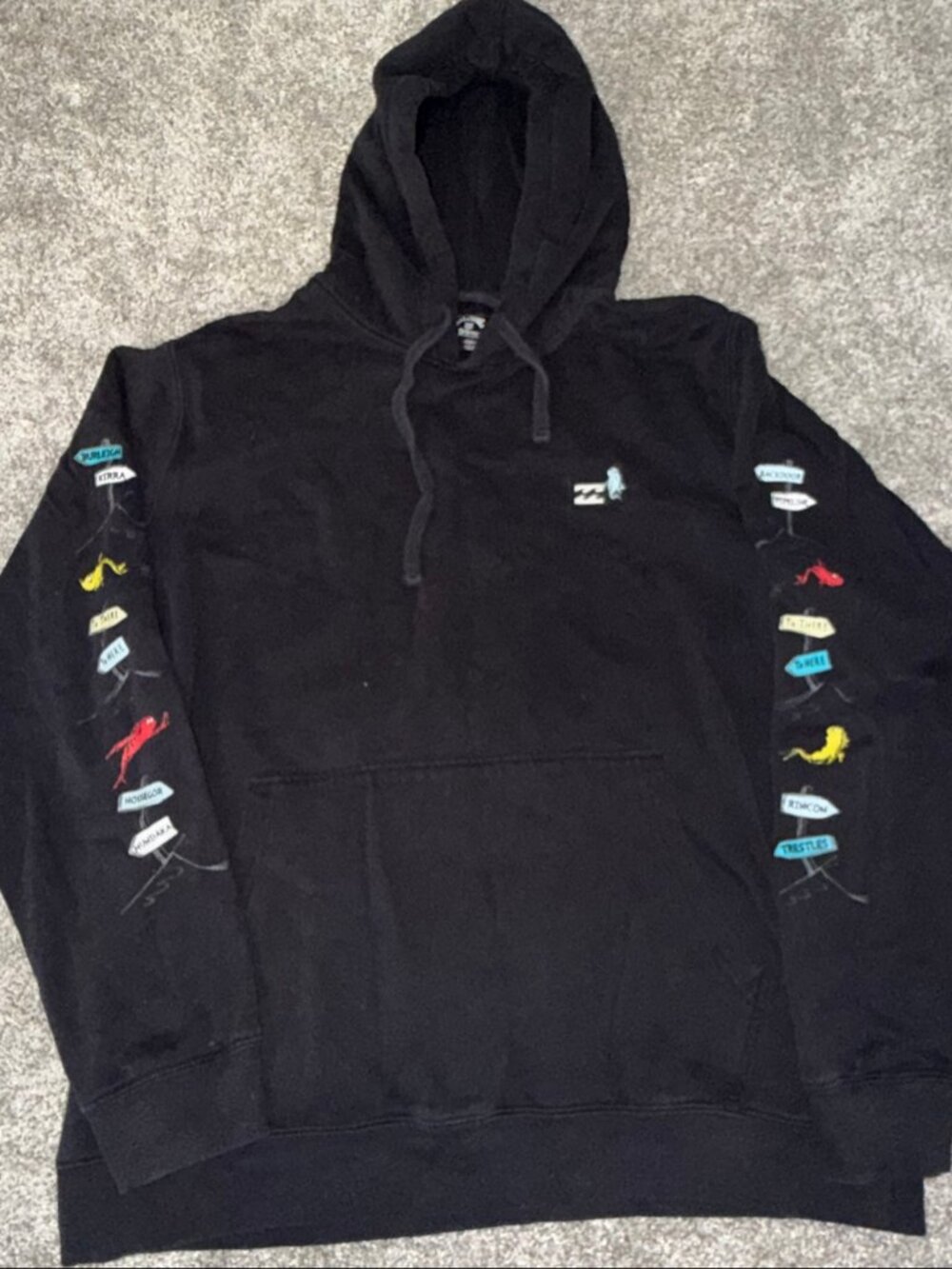 Billabong x Dr Seuss Hoodie Mens XXL Black Limited Edition Surf Sleeve Print